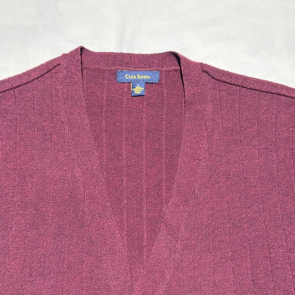 Club Room Men's Burgundy 100% Lambswool Large Vest - Picture 3 of 8